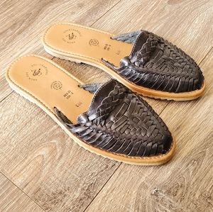 Mexican style huarache mules / black mules/ leather mules